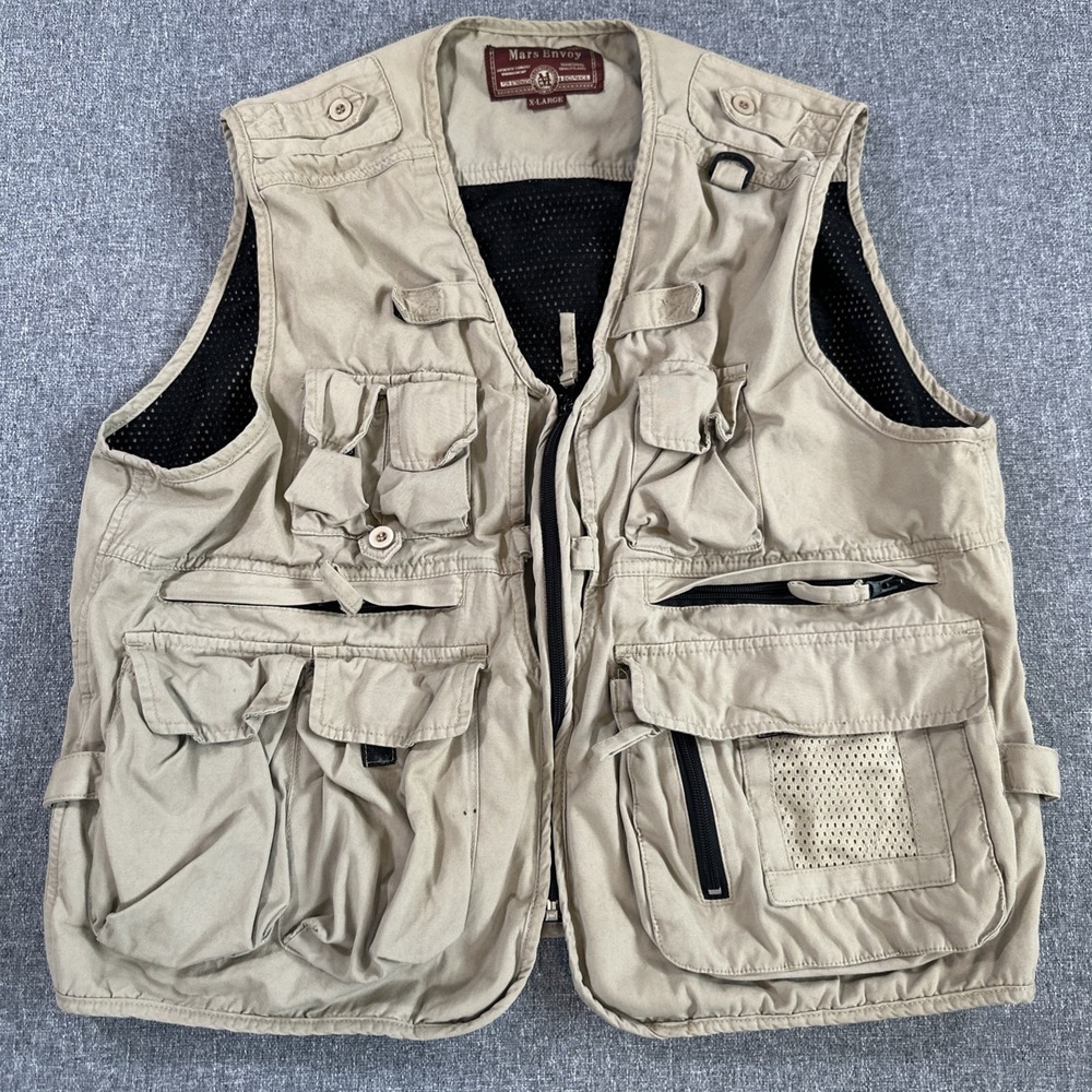 Mars Envoy Tactical Utility Fishing Hunting Safari Vest Beige XL Multi Pocket